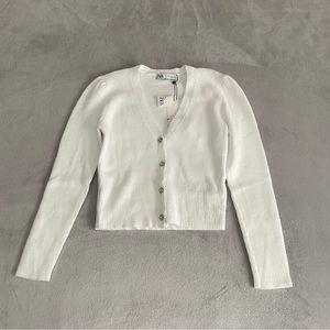 Zara white jewel button cardigan